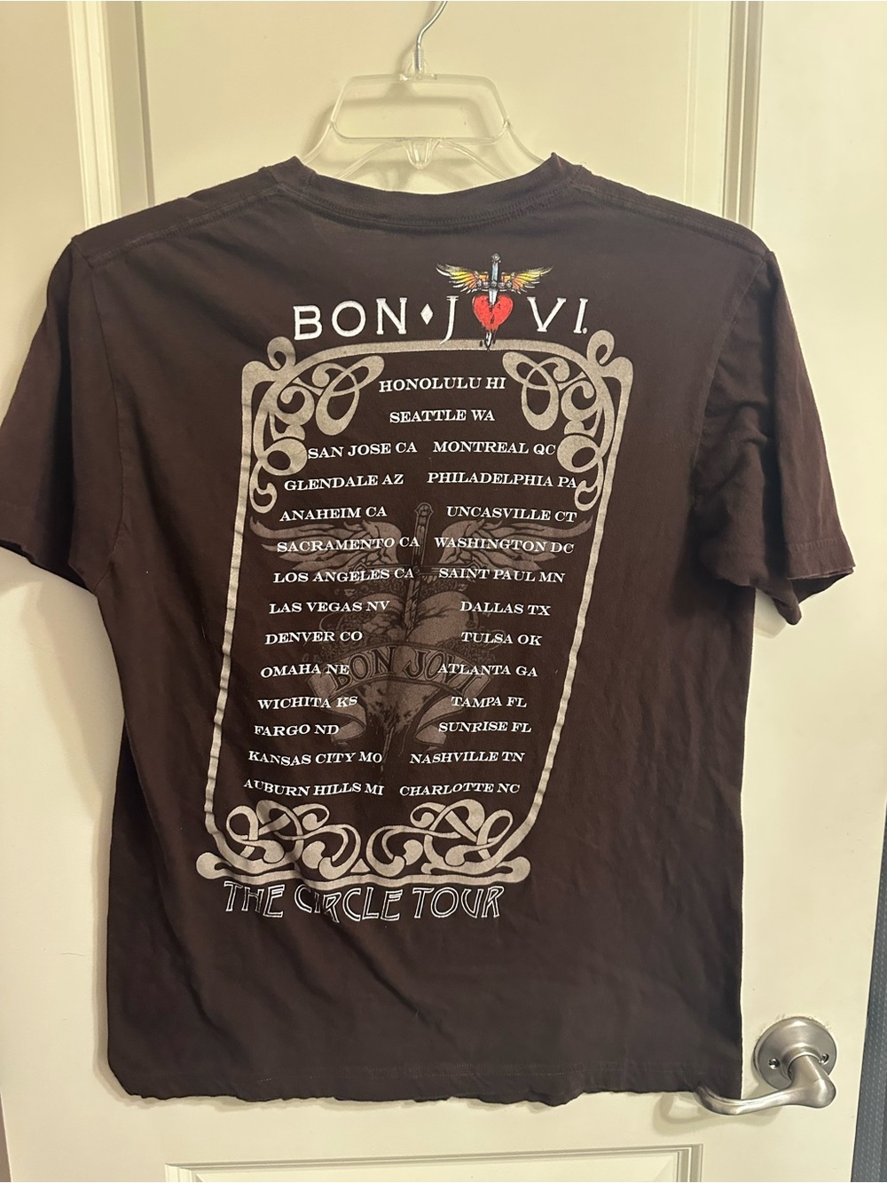 Brown Bon Jovi 2010 The Circle Tour Short Sleeve Graphic Tee